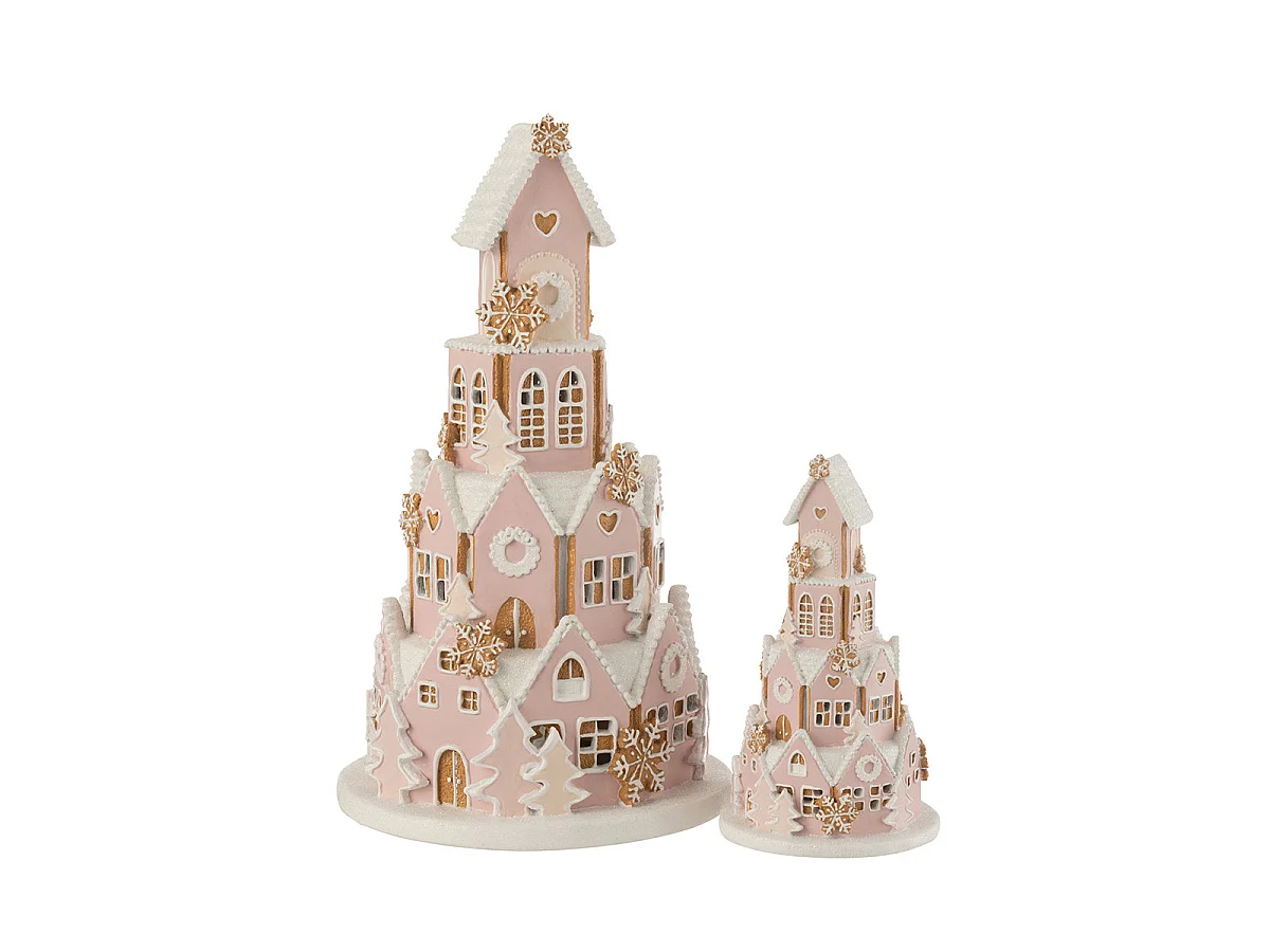 Maison Pain d'Épice Déco "Rosie" 42cm Rose