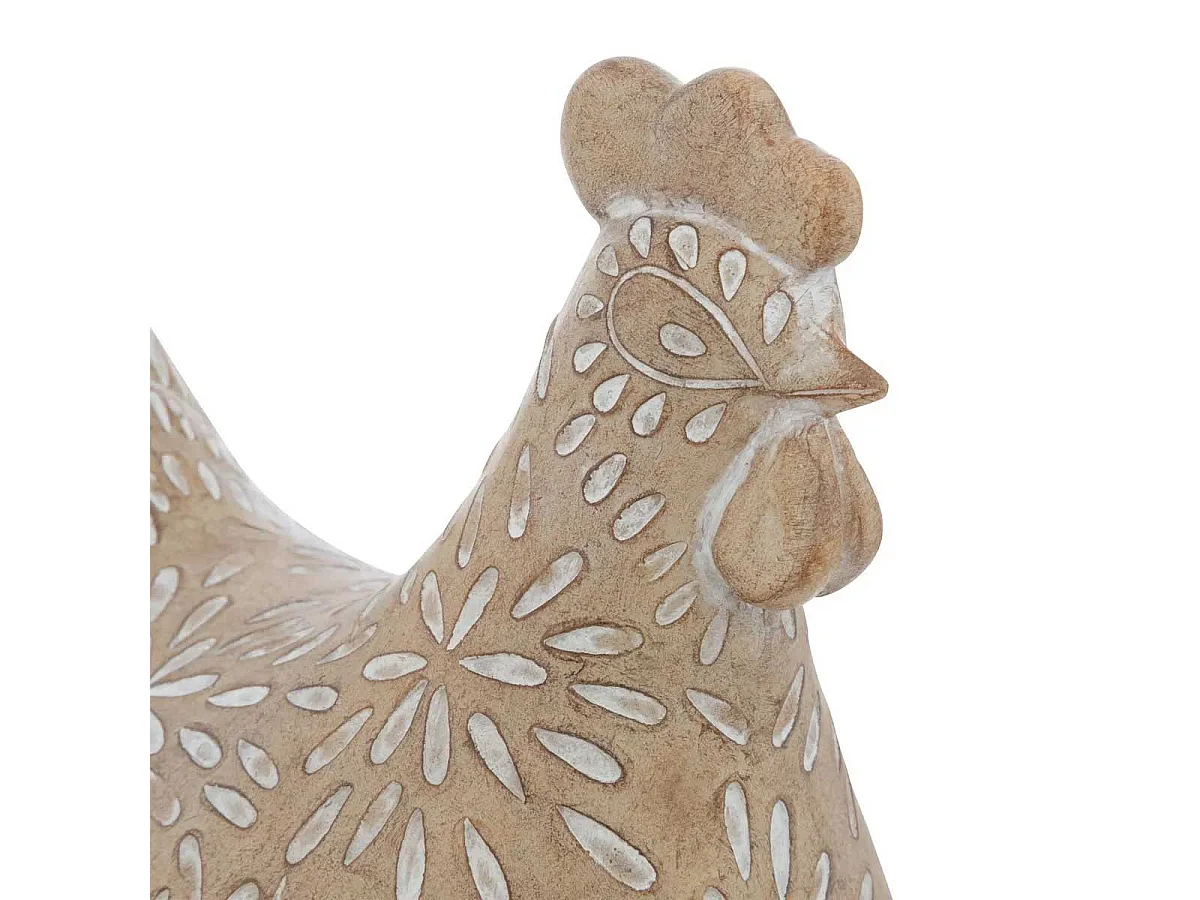 Statuette Poule Déco "Linda" 12cm Beige