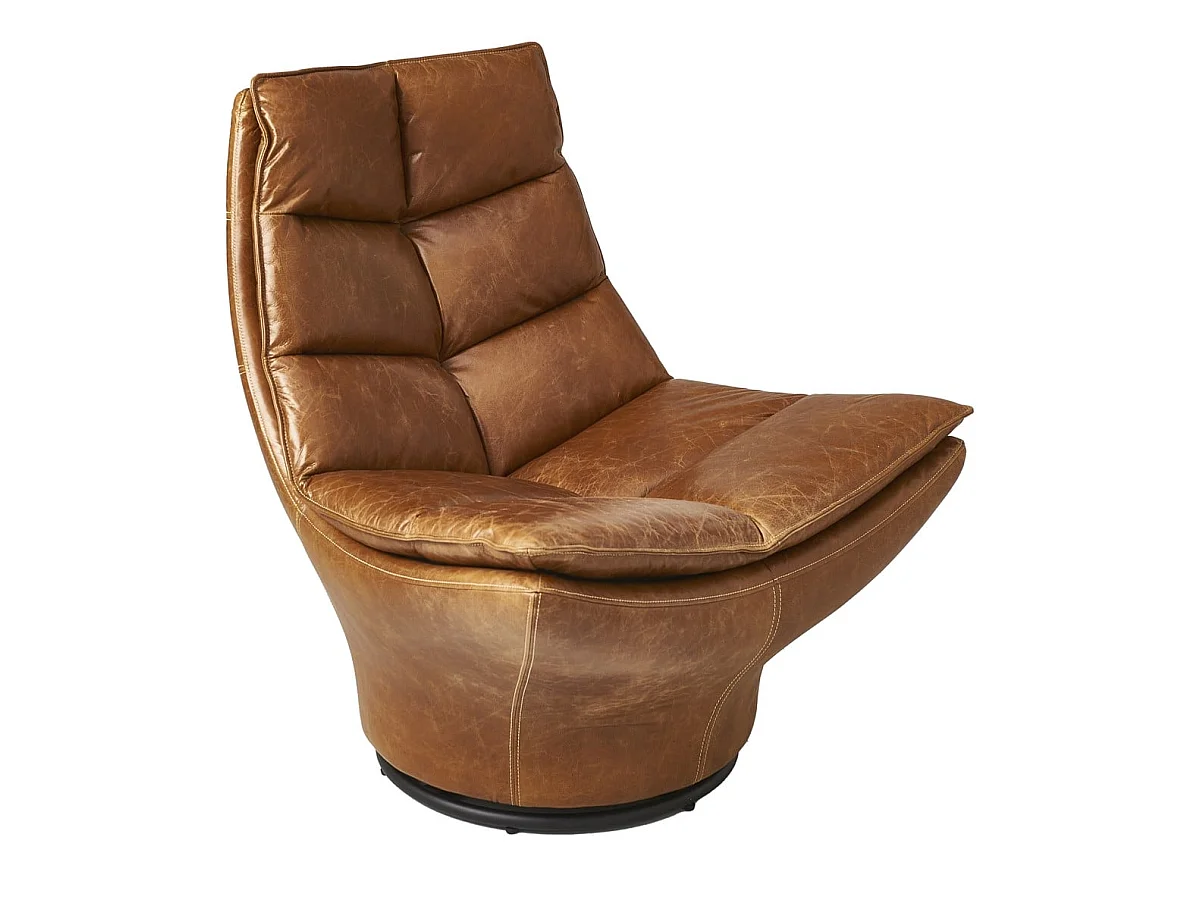 Draaibare leren fauteuil L86 cm - ACHILLE