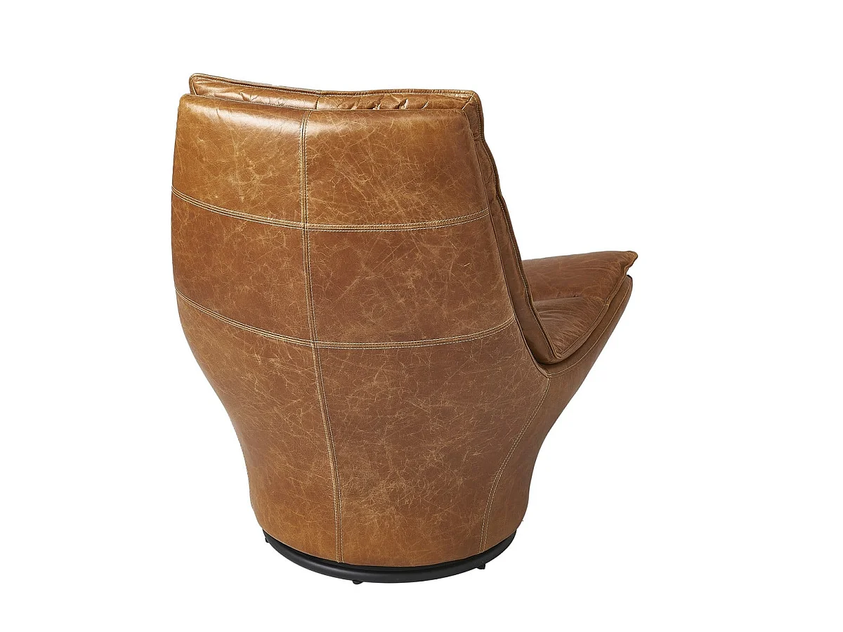 Draaibare leren fauteuil L86 cm - ACHILLE