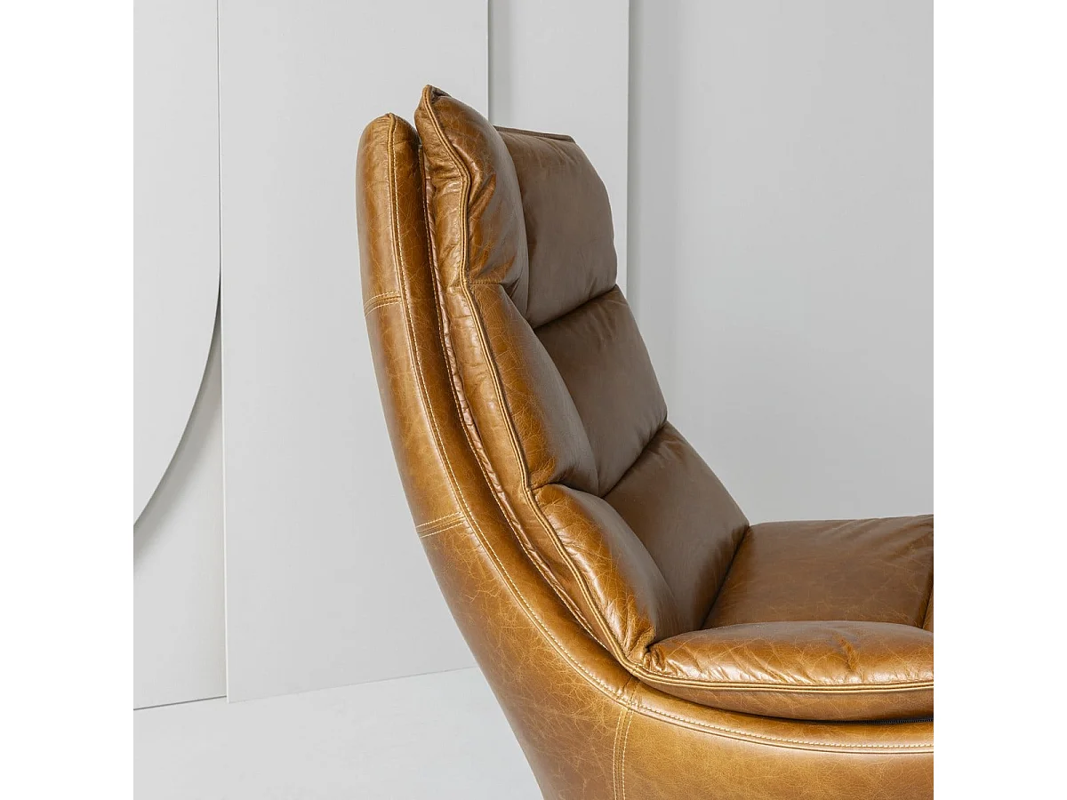 Draaibare leren fauteuil L86 cm - ACHILLE