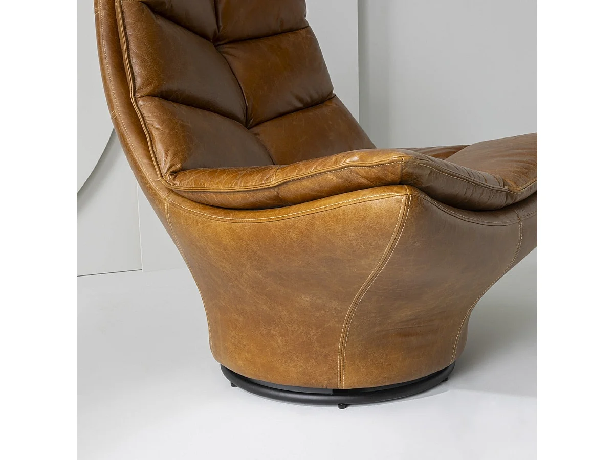 Draaibare leren fauteuil L86 cm - ACHILLE