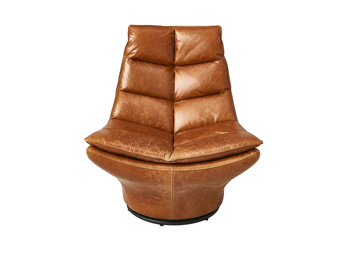 Draaibare leren fauteuil L86 cm - ACHILLE