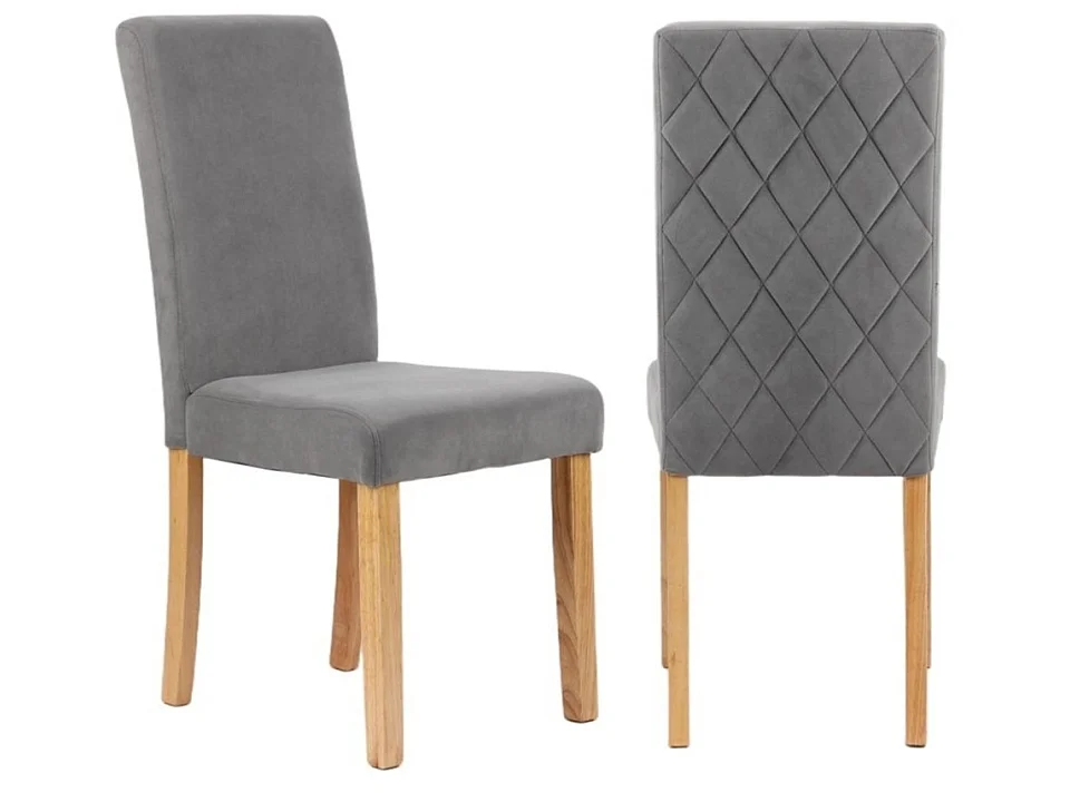 Oira Homes Modern 4 Seater Dining Table Set With Round Glass Dining Table And 4 Grey Velvet Chairs