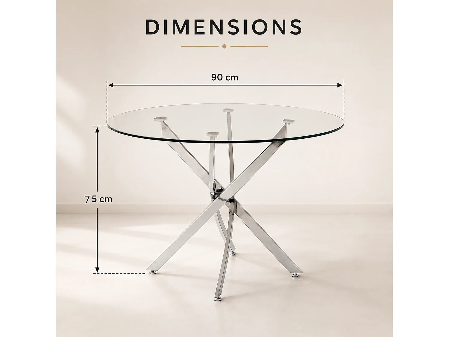 Modern Round Glass Dining Table Set With 4 Grey Velvet Chairs 4 Seater Dining Table Set