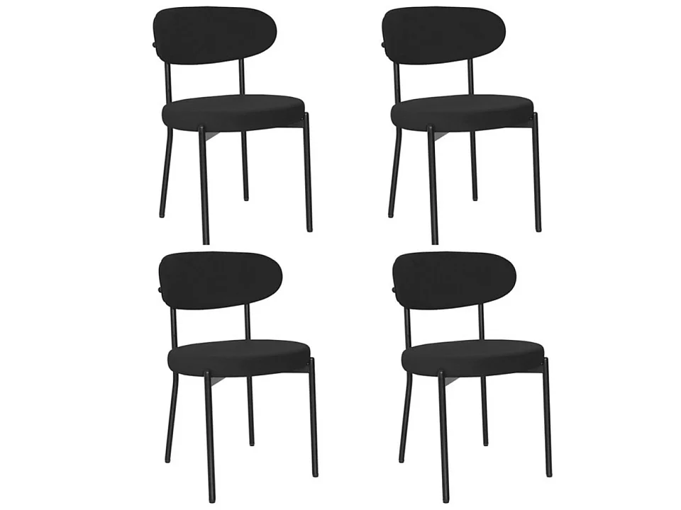 Oira Homes Modern 4 Seater Dining Table Set With Round Glass Dining Table And 4 Black Velvet Chairs