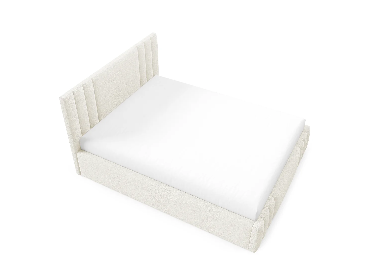 Gestoffeerd bed RIVIO met opbergruimte 160x200,tweepersoonsbed,lattenbodem,boxspringlook,zonder matras,slaapkamer-Crème