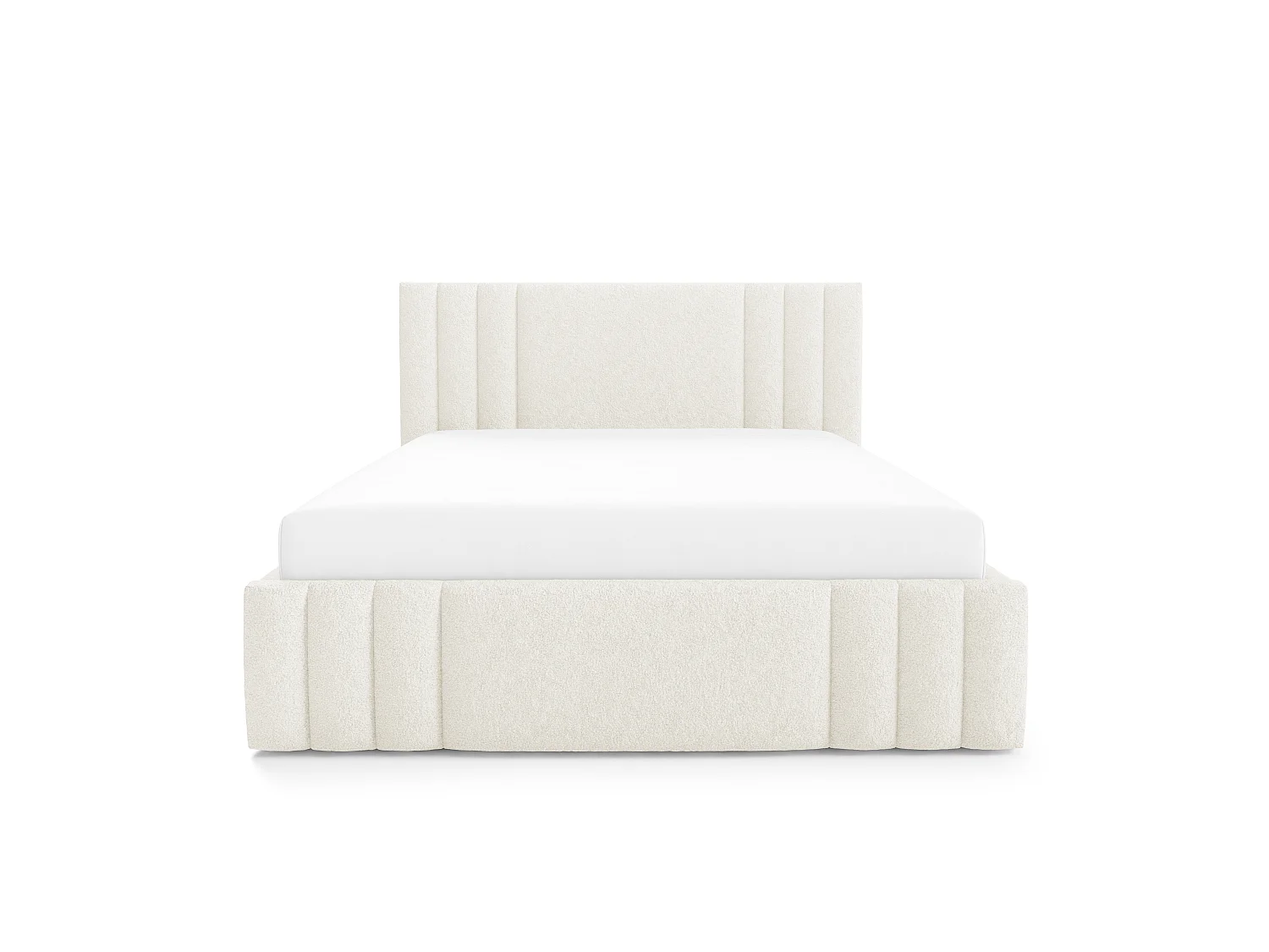 Gestoffeerd bed RIVIO met opbergruimte 160x200,tweepersoonsbed,lattenbodem,boxspringlook,zonder matras,slaapkamer-Crème