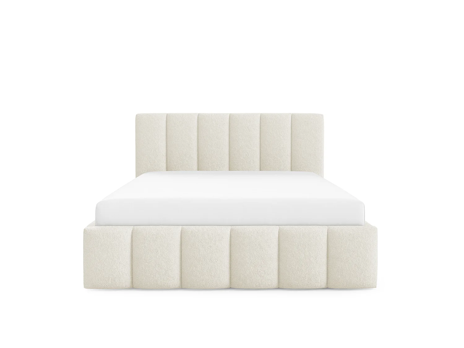 FURNISTAR Gestoffeerd bed LINO met opbergruimte 160x200|Tweepersoonsbed|Lattenbodem|Boxspring-look|zonder matras|Slaapkamer-Crème