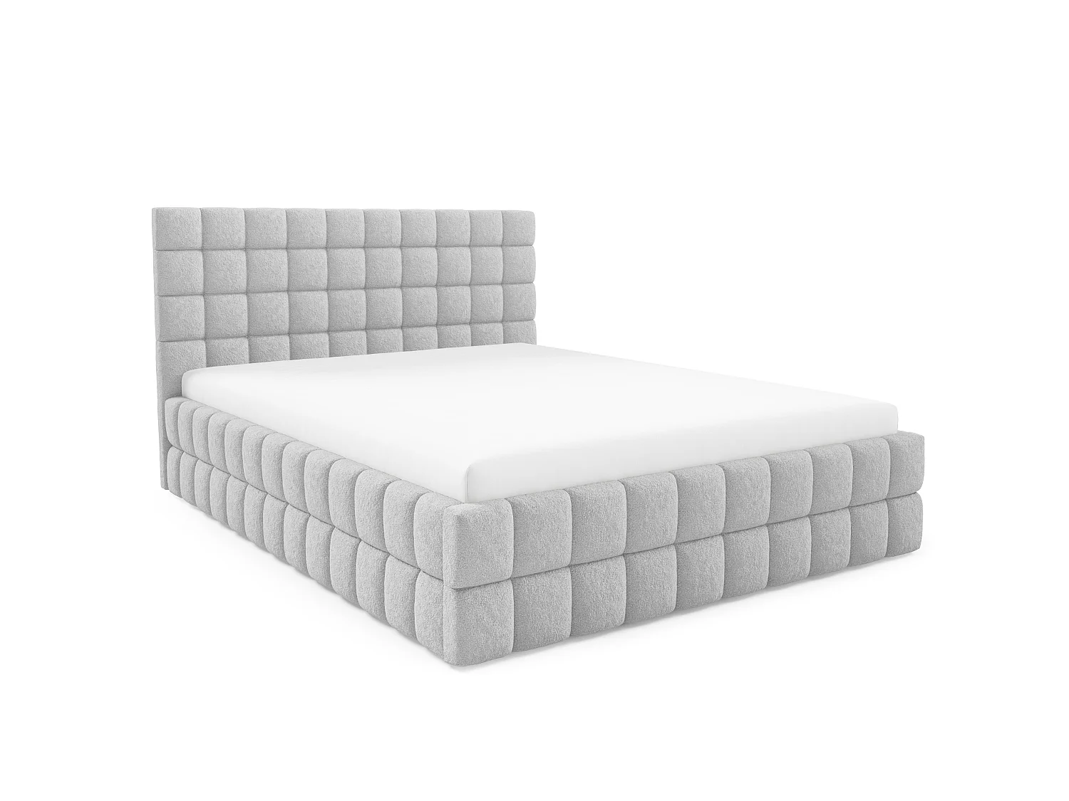 FURNISTAR Lit rembourré ARDELLO avec coffre de rangement|Lit 140x200|Lit double|Sommier à lattes|Style boxspring|sans matelas|chambre-Gris