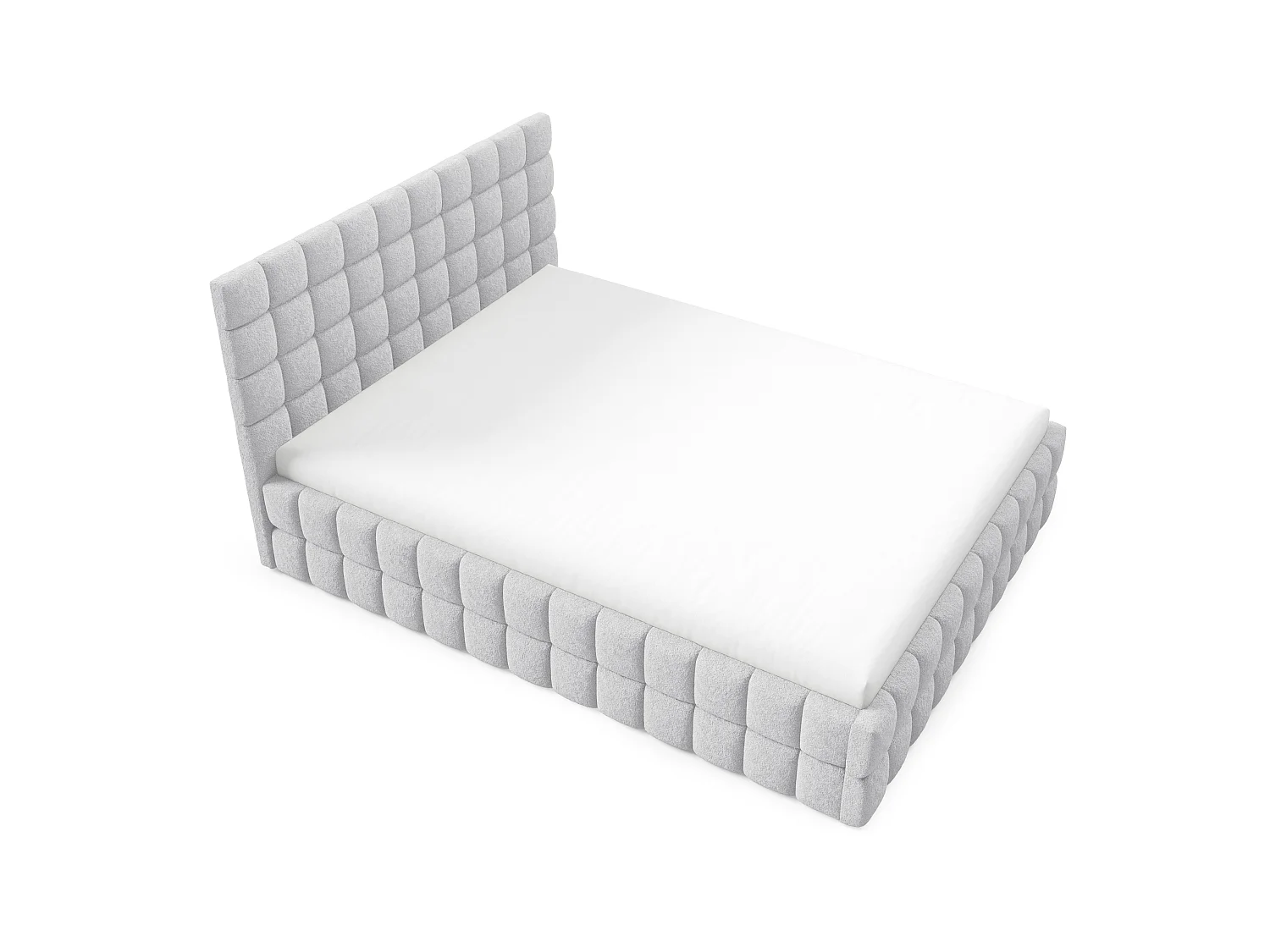 FURNISTAR Lit rembourré ARDELLO avec coffre de rangement|Lit 140x200|Lit double|Sommier à lattes|Style boxspring|sans matelas|chambre-Gris