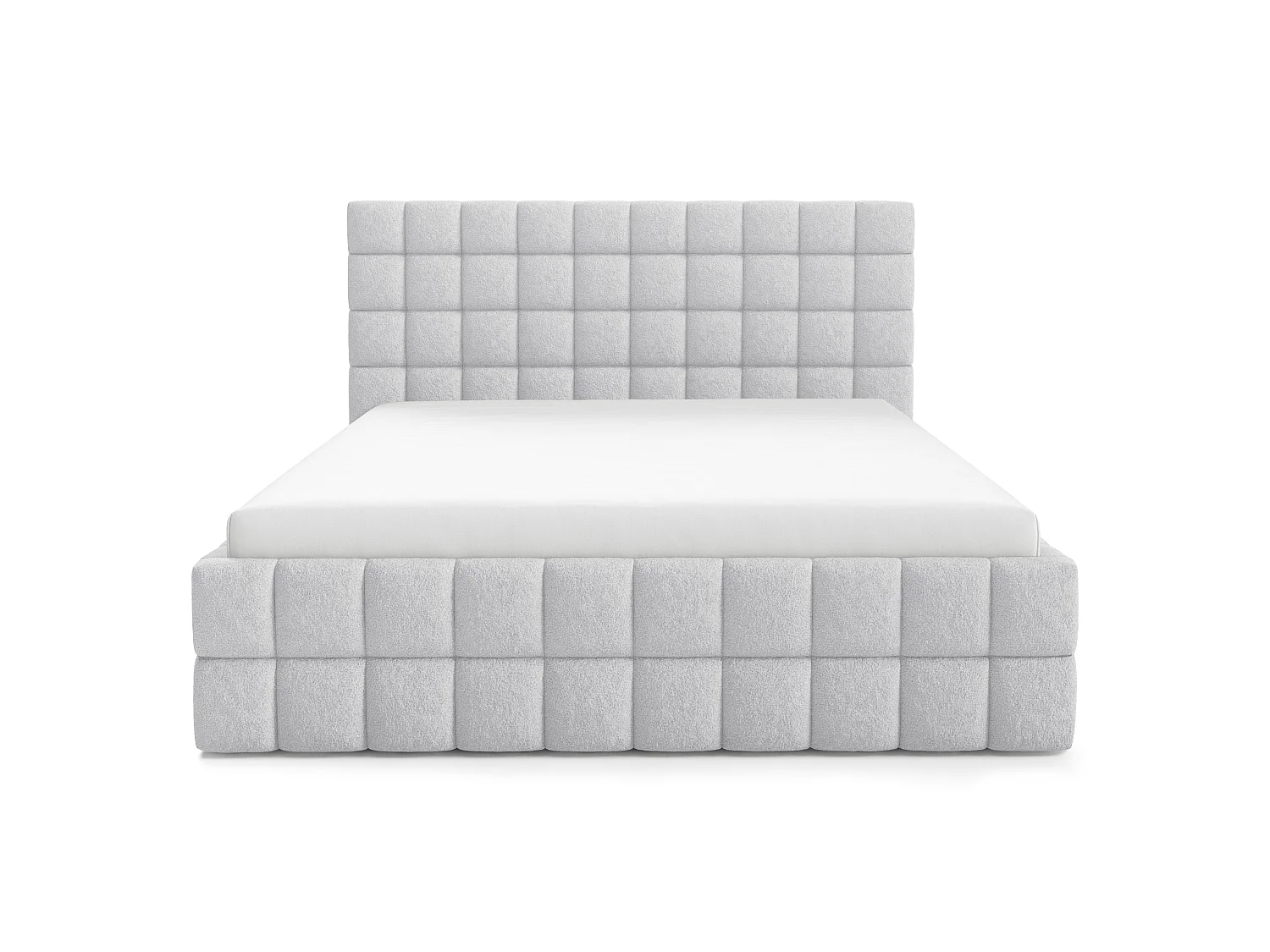 FURNISTAR Lit rembourré ARDELLO avec coffre de rangement|Lit 140x200|Lit double|Sommier à lattes|Style boxspring|sans matelas|chambre-Gris
