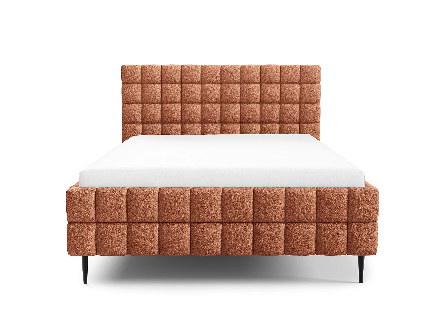FURNISTAR Lit rembourré ARDELLO avec pieds et coffre de rangement|Lit 160x200|Lit double|Sommier à lattes|Style boxspring|sans matelas|chambre-Roux