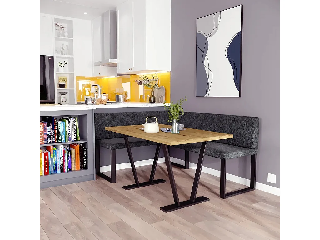 Banquette d’angle AKIKO Olga avec table - 128x168 Gauche-Inari96-Tissu|Ensemble banquette d’angle|Cuisine|moderne|Coin salon|Coin repas