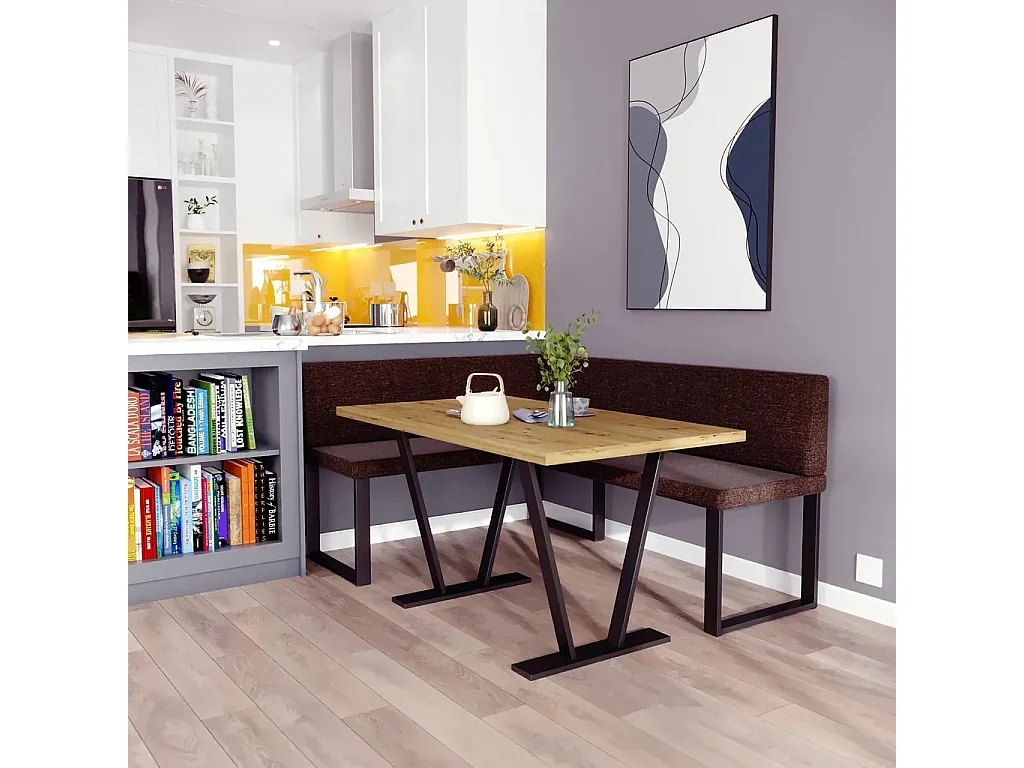 Banquette d’angle AKIKO Olga avec table - 142x196 Gauche-Inari28-Tissu|Ensemble banquette d’angle|Cuisine|moderne|Coin salon|Coin repas