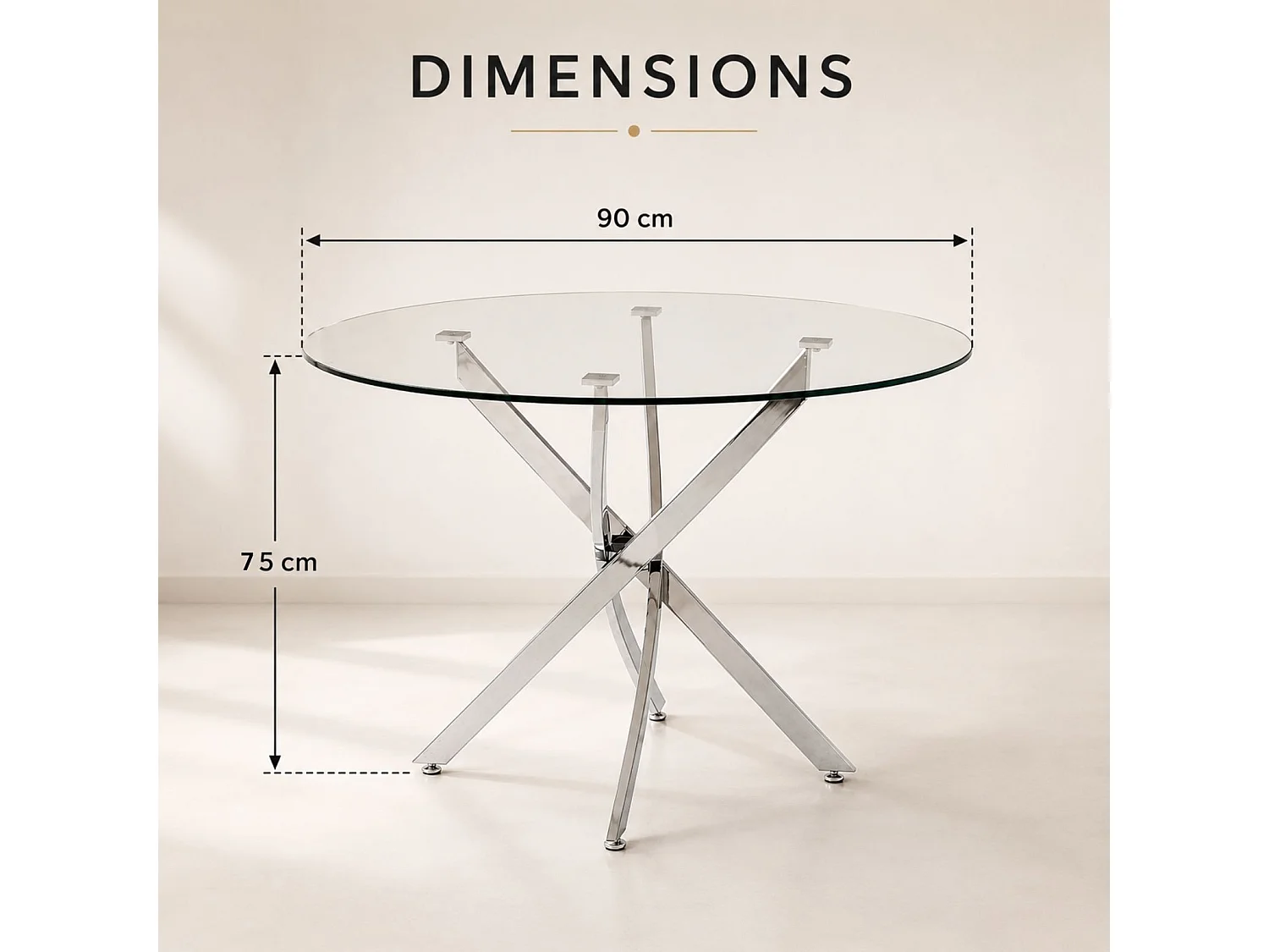 Oira Homes Round Glass Dining Table Set with 4 Grey Nova Velvet Chairs 4 Seater Kitchen and Dining Room Set