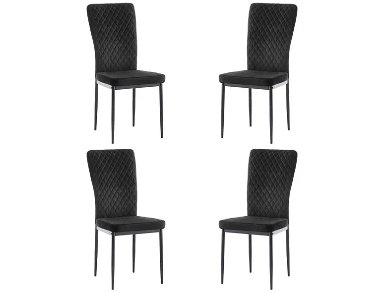 Modern Dining Table Set For 4 Dining Table With 4 Black Velvet Chairs For Dining Room Furniture