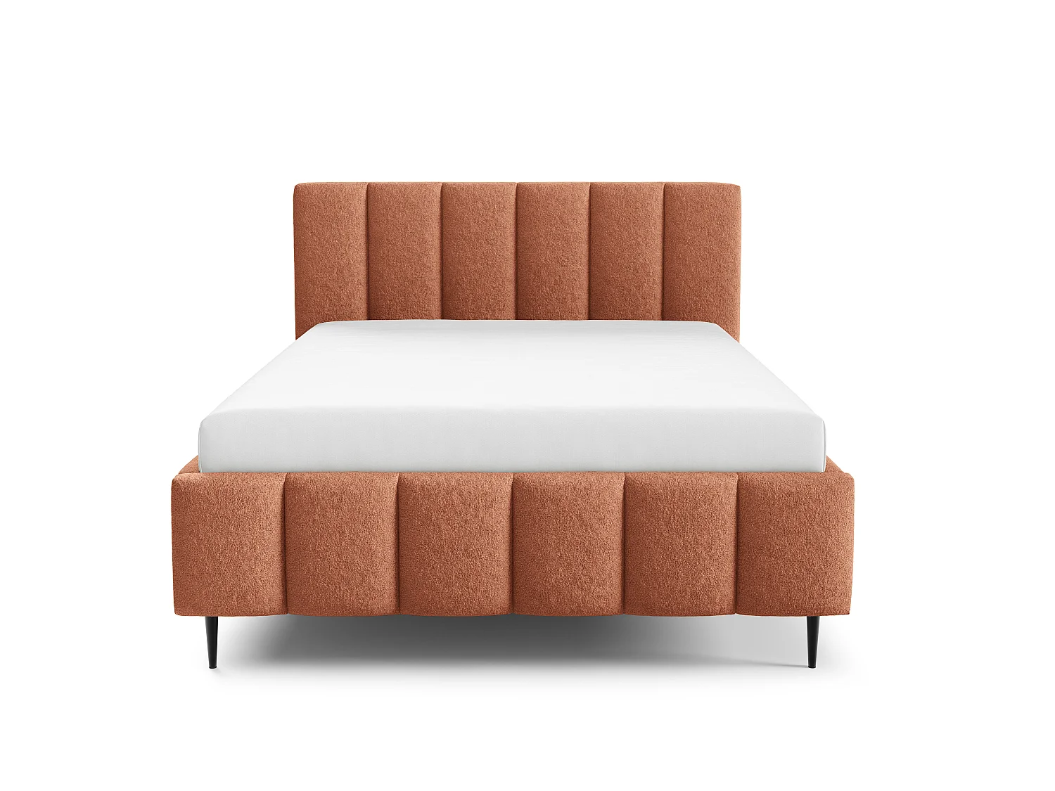 FURNISTAR Gestoffeerd bed LINO met poten en opbergruimte 140x200|Tweepersoonsbed|Lattenbodem|Boxspring-look|zonder matras|Slaapkamer-Vosrood