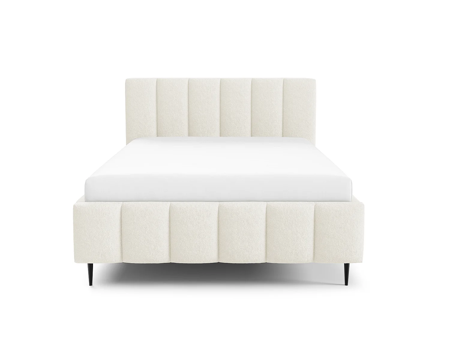 FURNISTAR Gestoffeerd bed LINO met poten en opbergruimte 140x200|Tweepersoonsbed|Lattenbodem|Boxspring-look|zonder matras|Slaapkamer-Crème