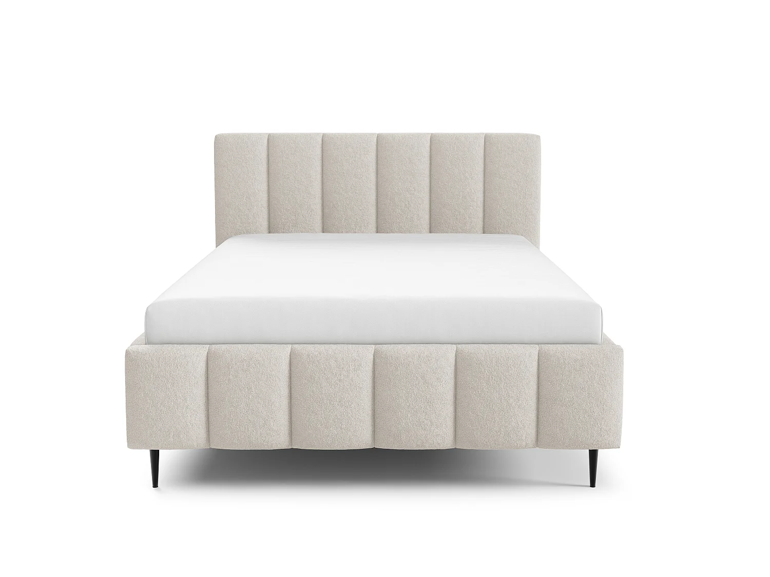 FURNISTAR Gestoffeerd bed LINO met poten en opbergruimte 140x200|Tweepersoonsbed|Lattenbodem|Boxspring-look|zonder matras|Slaapkamer-Beige