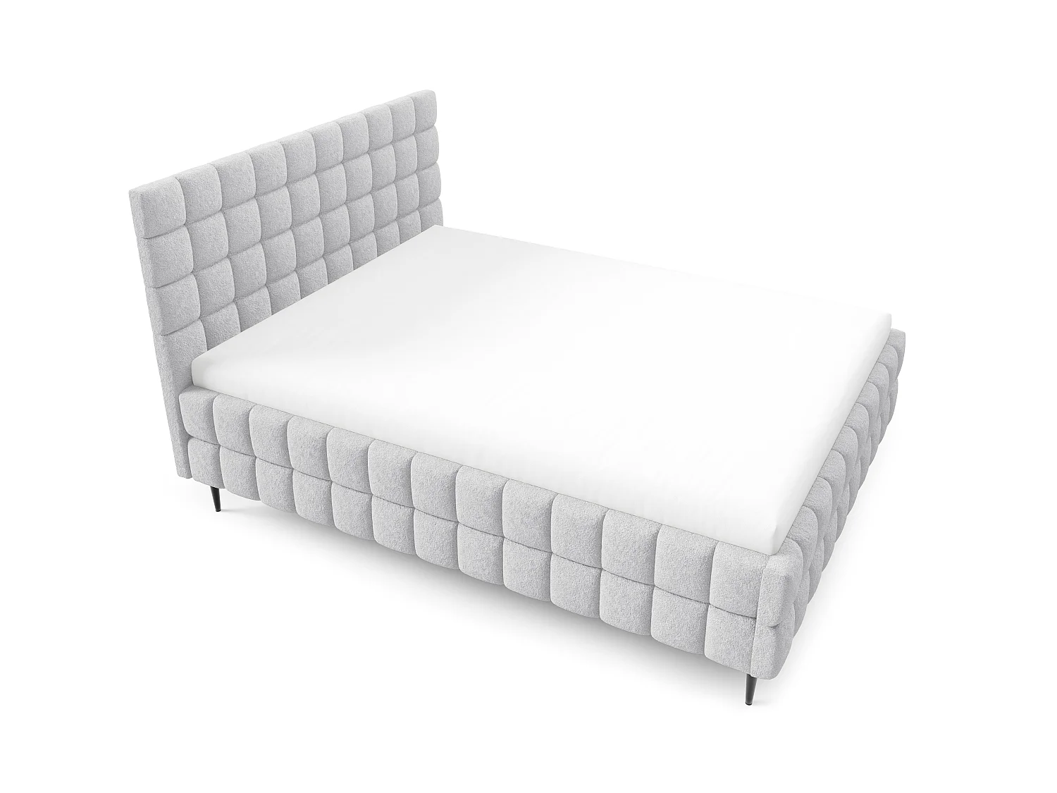 FURNISTAR Lit rembourré ARDELLO avec pieds et coffre de rangement|Lit 180x200|Lit double|Sommier à lattes|Style boxspring|sans matelas|chambre-Gris