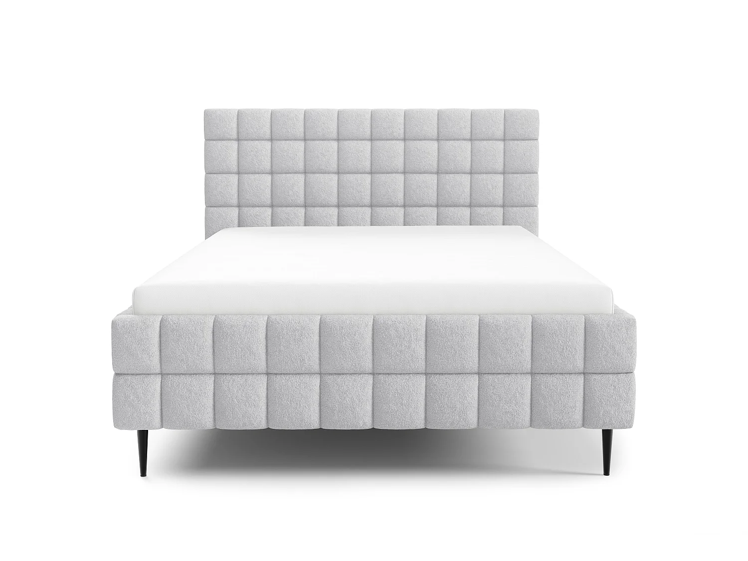 FURNISTAR Lit rembourré ARDELLO avec pieds et coffre de rangement|Lit 160x200|Lit double|Sommier à lattes|Style boxspring|sans matelas|chambre-Gris
