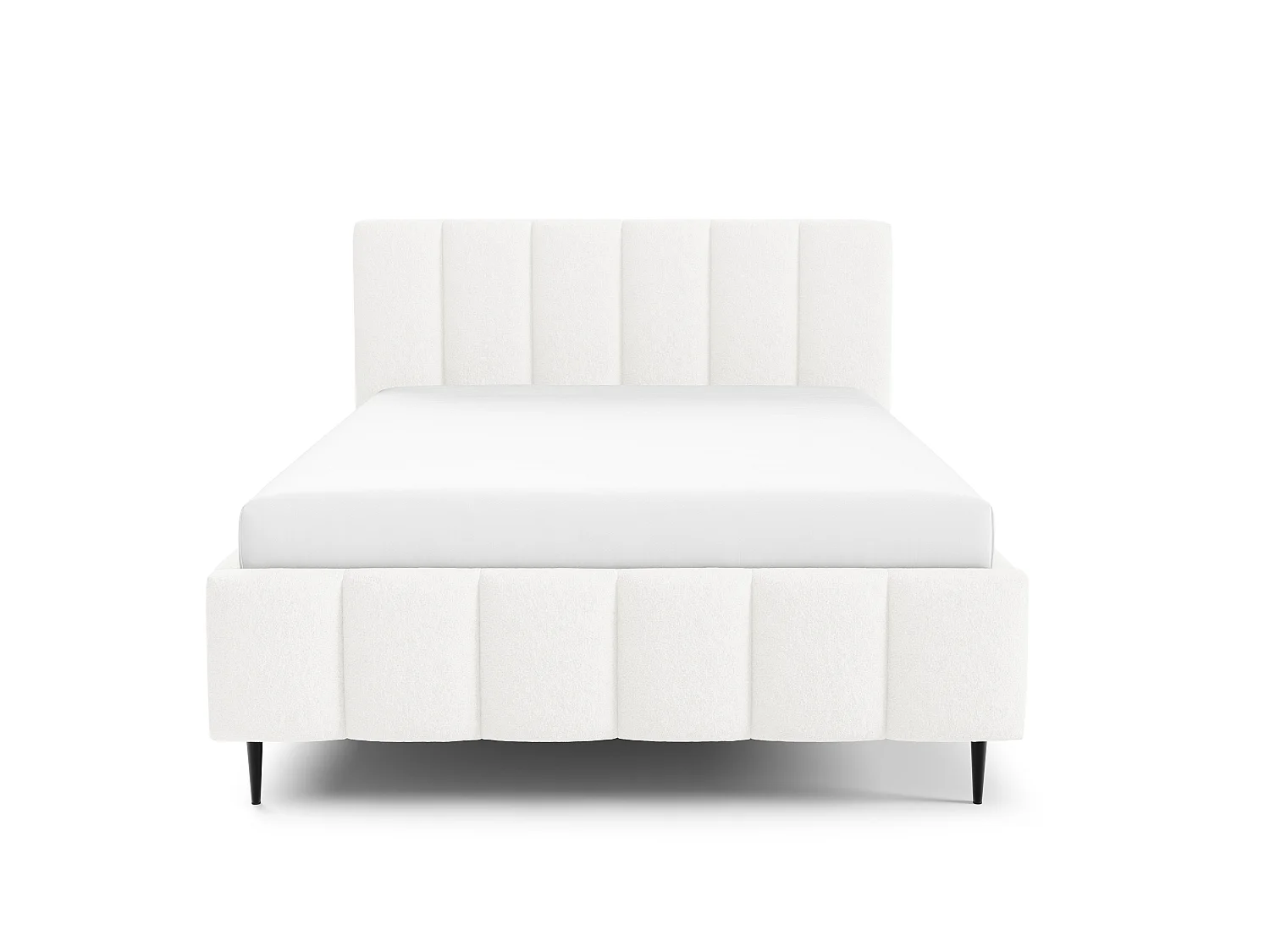 FURNISTAR Gestoffeerd bed LINO met poten en opbergruimte 180x200|Tweepersoonsbed|Lattenbodem|Boxspring-look|zonder matras|Slaapkamer-Wit