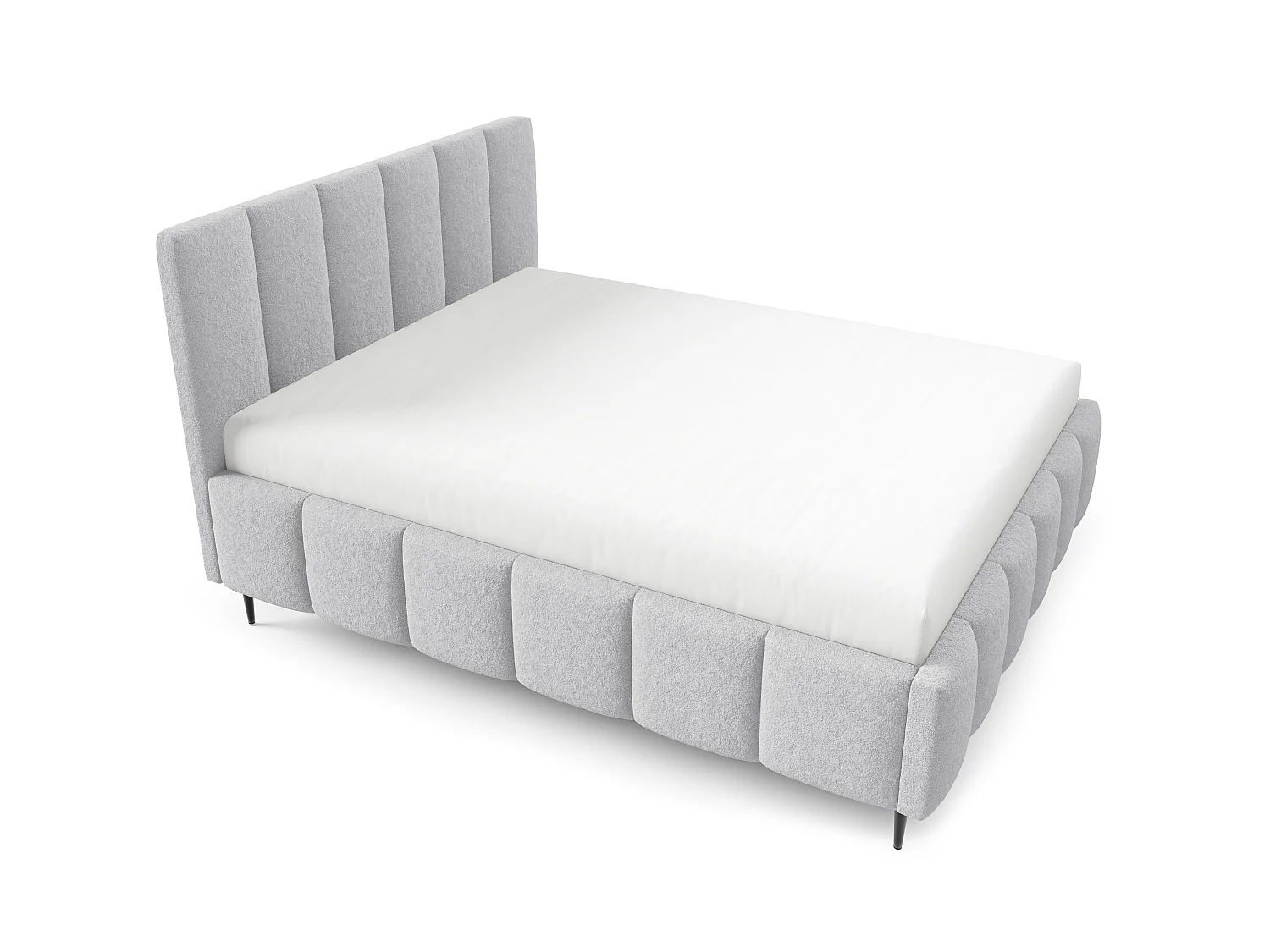 FURNISTAR Gestoffeerd bed LINO met poten en opbergruimte 180x200|Tweepersoonsbed|Lattenbodem|Boxspring-look|zonder matras|Slaapkamer-Grijs