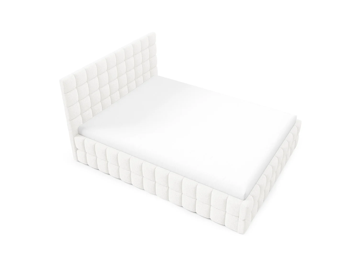 FURNISTAR Lit rembourré ARDELLO avec coffre de rangement|Lit 140x200|Lit double|Sommier à lattes|Style boxspring|sans matelas|chambre-Blanc