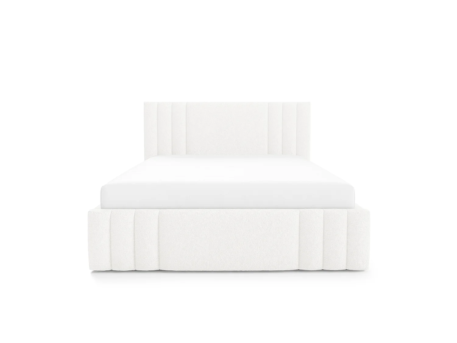 Gestoffeerd bed RIVIO met poten en opbergruimte 140x200,tweepersoonsbed,lattenbodem,boxspringlook,zonder matras,slaapkamer-Wit