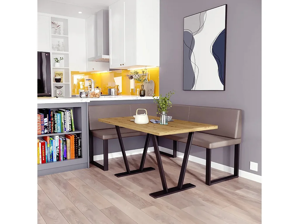 Banquette d’angle AKIKO Olga avec table - 168x128 Droite-SOFT30-Similicuir|Ensemble banquette d’angle|Cuisine|moderne|Coin salon|Coin repas