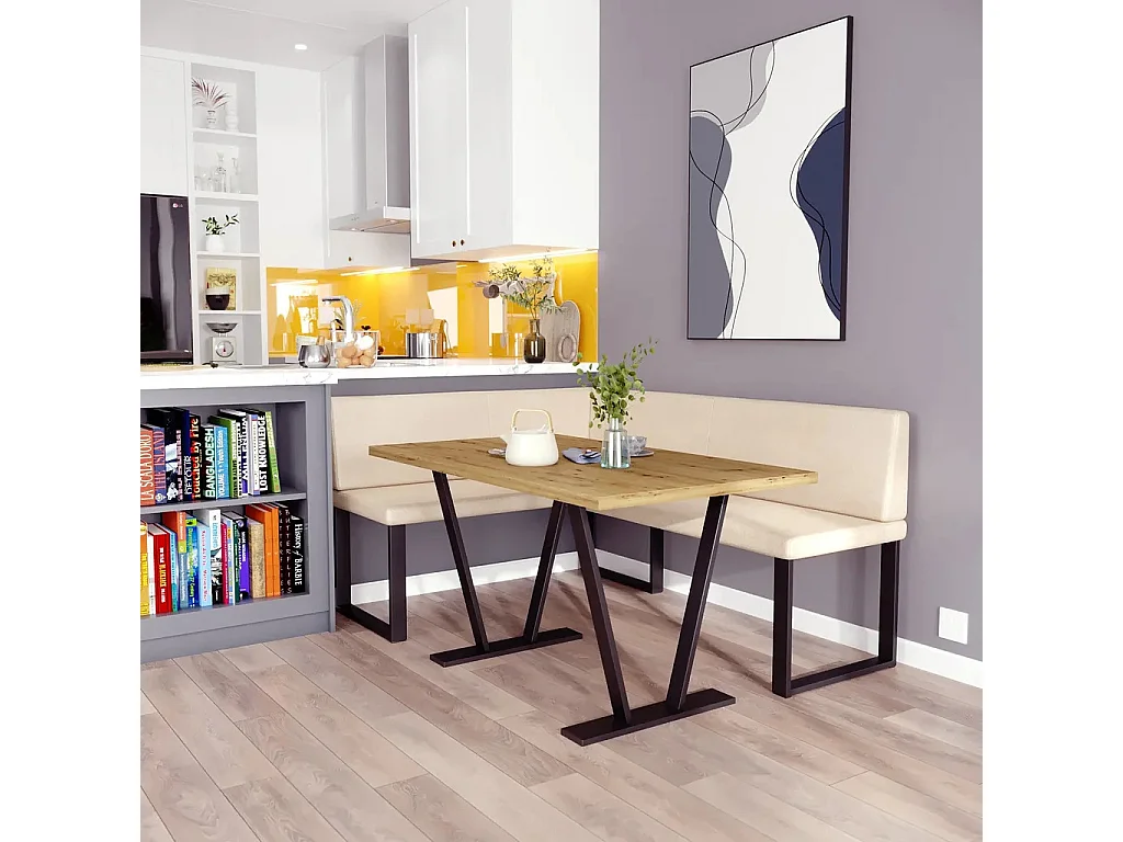Banquette d’angle AKIKO Olga avec table - 168x128 Droite-SOFT29-Similicuir|Ensemble banquette d’angle|Cuisine|moderne|Coin salon|Coin repas