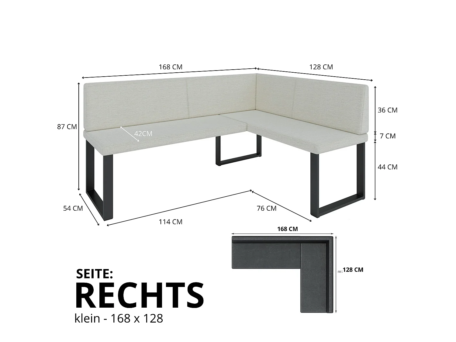 Banquette d’angle AKIKO Olga avec table - 168x128 Droite-SOFT29-Similicuir|Ensemble banquette d’angle|Cuisine|moderne|Coin salon|Coin repas