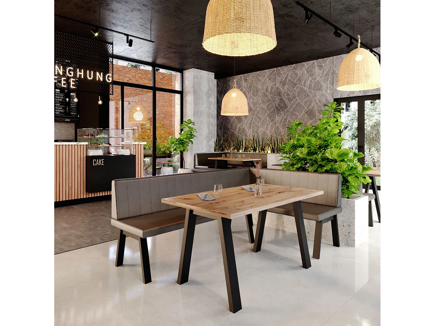 Banquette d’angle Akiko Metal A -130x130-Inari96- Tissu|Ensemble banquette d’angle|Cuisine|moderne|Coin salon|Coin repas