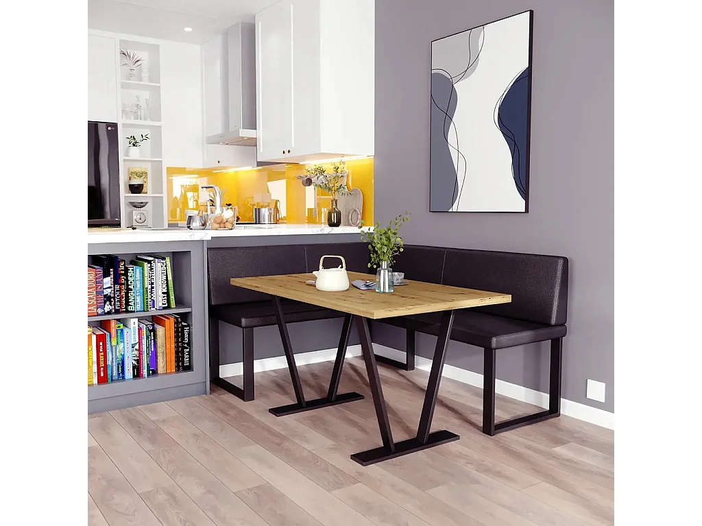 Banquette d’angle AKIKO Olga avec table - 142x196 Gauche-SOFT11-Similicuir|Ensemble banquette d’angle|Cuisine|moderne|Coin salon|Coin repas