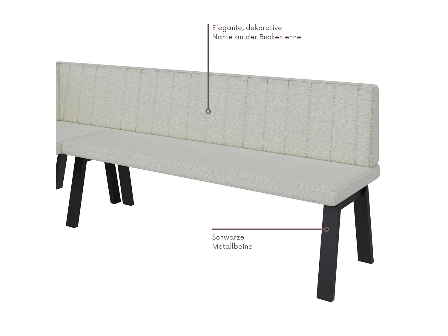 Banquette d’angle Akiko Metal A -196x142-Droite-Inari96- Tissu|Ensemble banquette d’angle|Cuisine|moderne|Coin salon|Coin repas