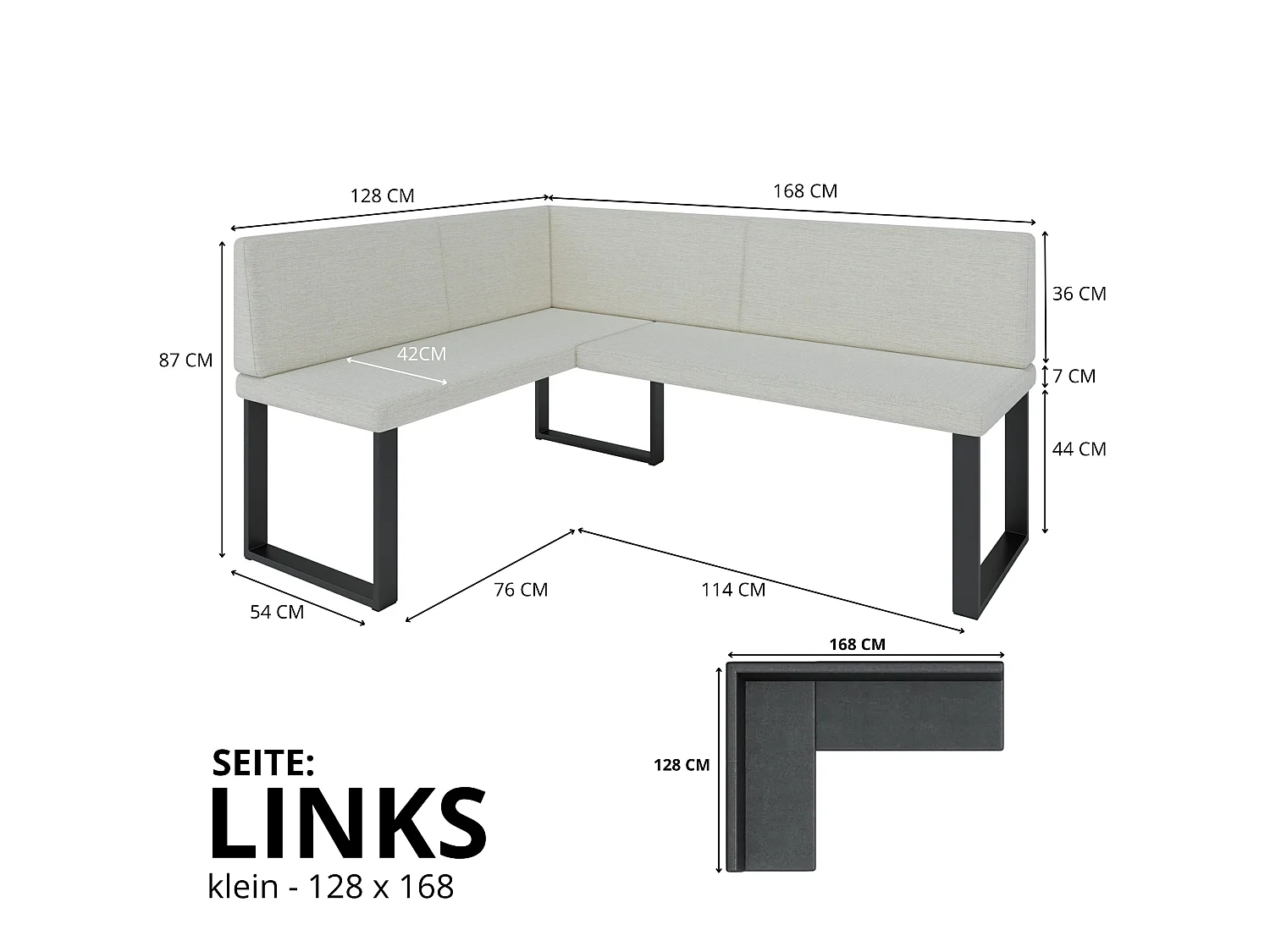 Banquette d’angle AKIKO Olga avec table - 128x168 Gauche-SOFT11-Similicuir|Ensemble banquette d’angle|Cuisine|moderne|Coin salon|Coin repas