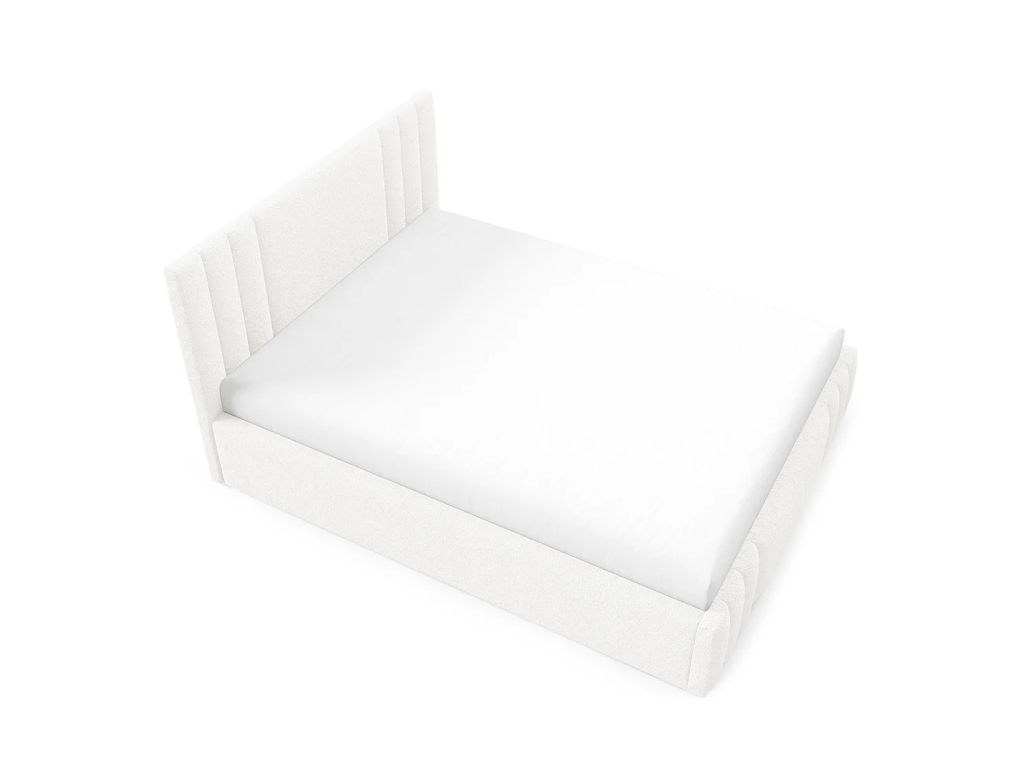 Gestoffeerd bed RIVIO met poten en opbergruimte 160x200,tweepersoonsbed,lattenbodem,boxspringlook,zonder matras,slaapkamer-Wit