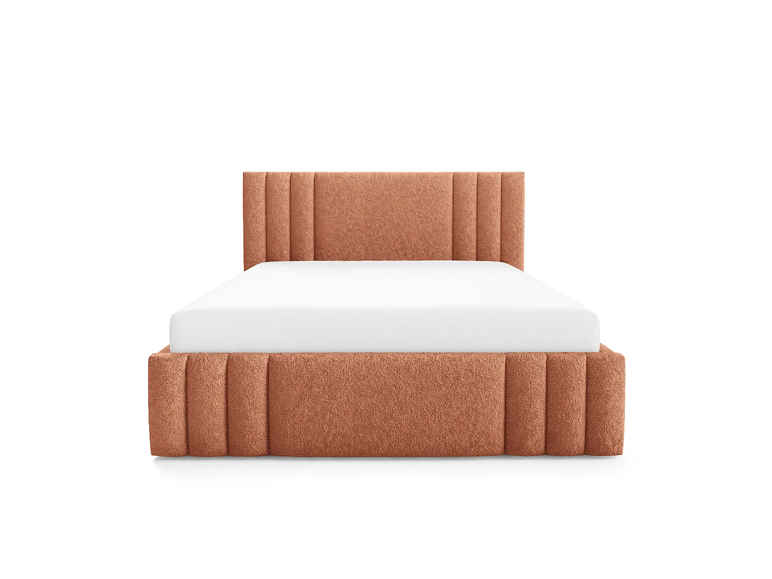 Gestoffeerd bed RIVIO met poten en opbergruimte 160x200,tweepersoonsbed,lattenbodem,boxspringlook,zonder matras,slaapkamer-Oranje