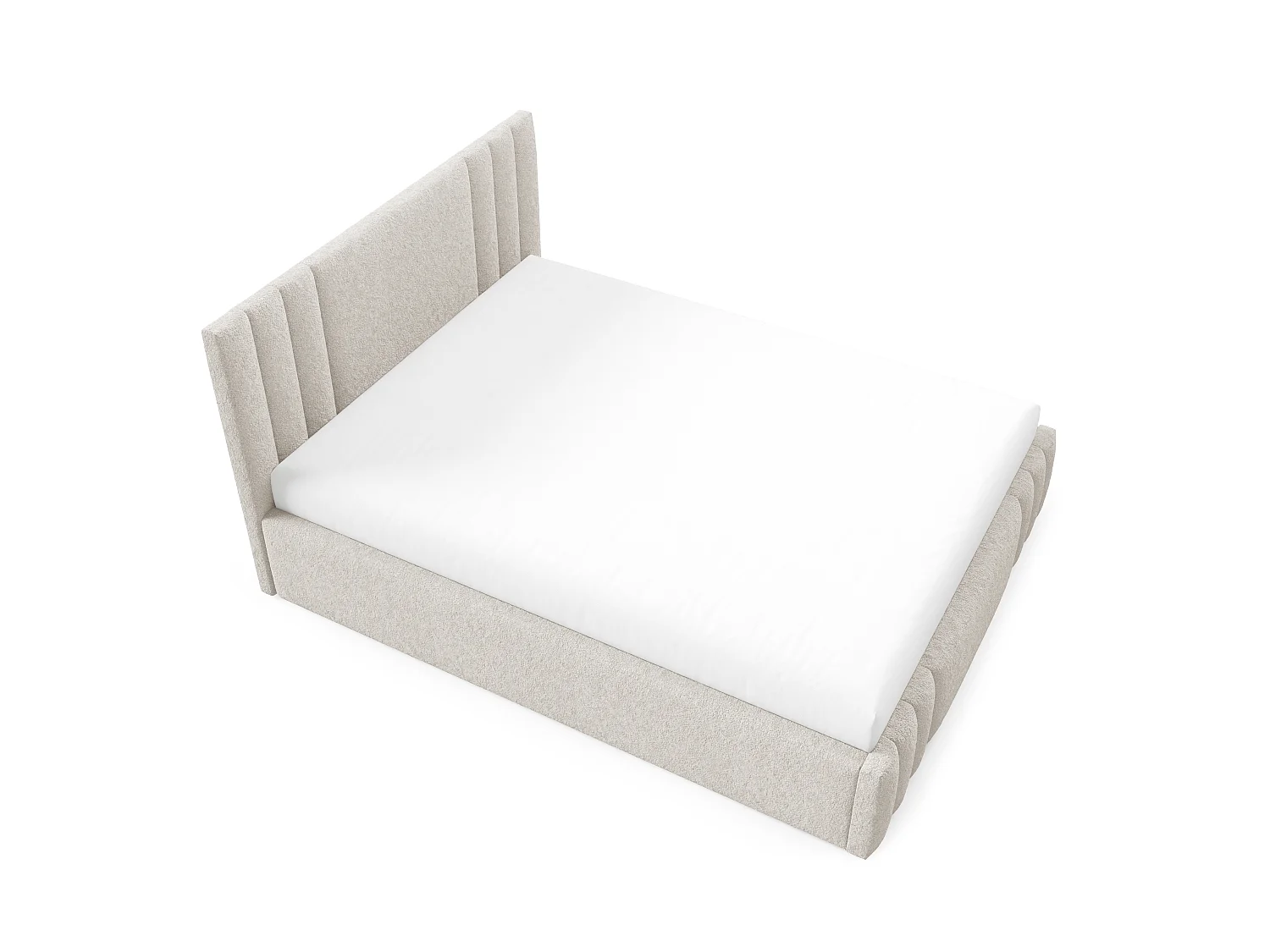 Gestoffeerd bed RIVIO met poten en opbergruimte 160x200,tweepersoonsbed,lattenbodem,boxspringlook,zonder matras,slaapkamer-Beige