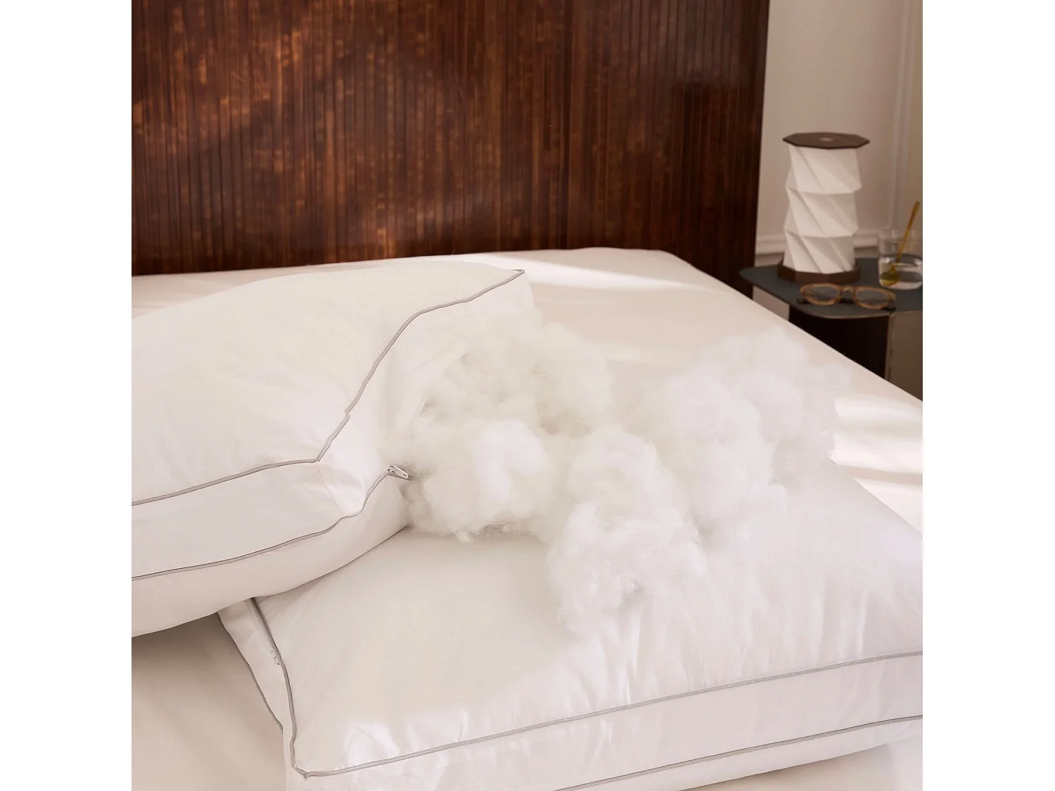 Oreiller Modulable 50x70 Ajustable Sur Mesure - Housse Percale Coton & Technologie Fraîcheur - Anti-Tassement - Fabriqué France