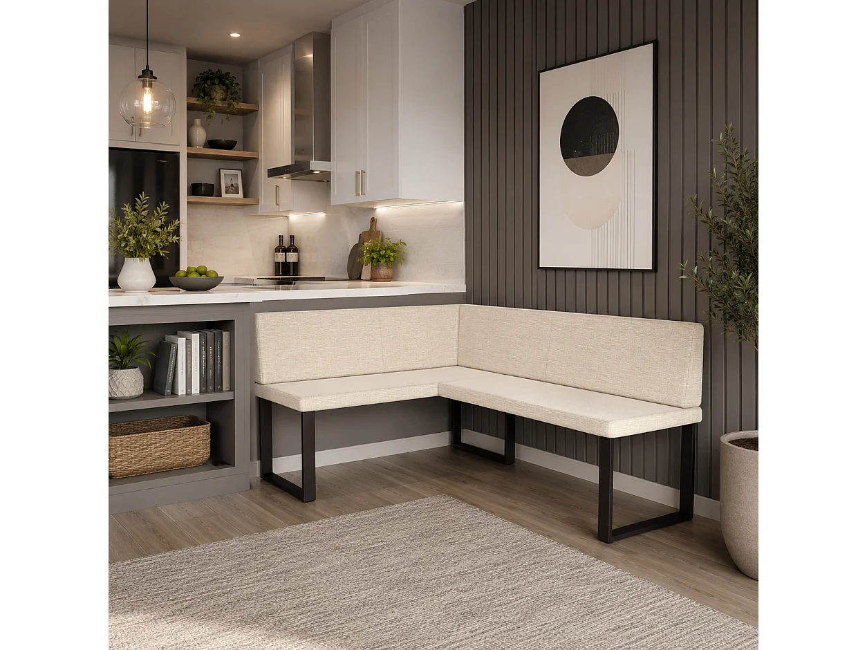 Banquette d’angle Akiko NINA Metal [] -142x196 GAUCHE-INARI 22- Tissu|Ensemble banquette d’angle|Cuisine|moderne|Coin salon|Coin repas