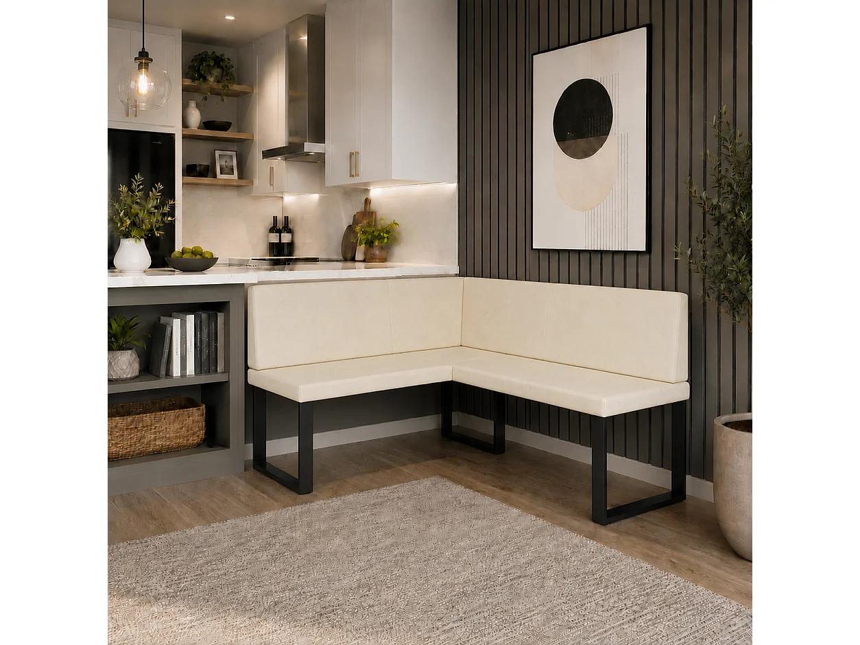 Hoekbank Akiko NINA Metal [] -168x128 RECHTS-SOFT 33- Kunstleer|Hoekbankgroep voor eetkamer|Keuken|modern|Zithoek|Eethoek