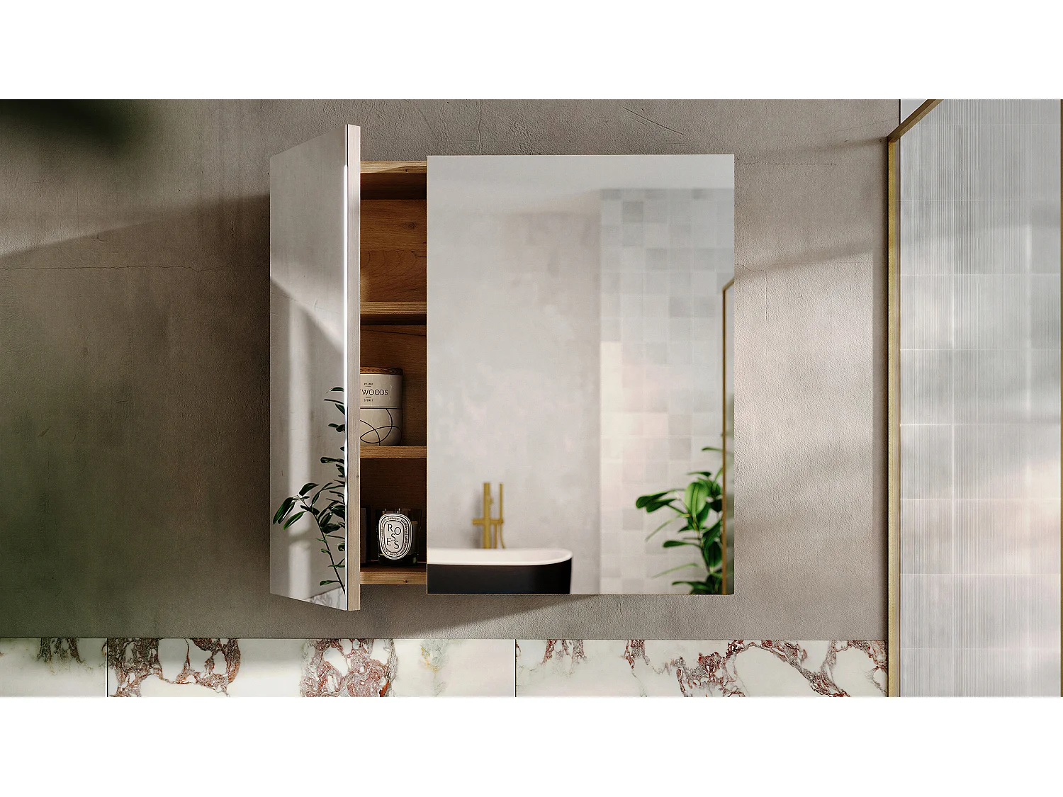 Armoire de toilette avec miroir Nova Coast Evoke 60 cm 2 portes