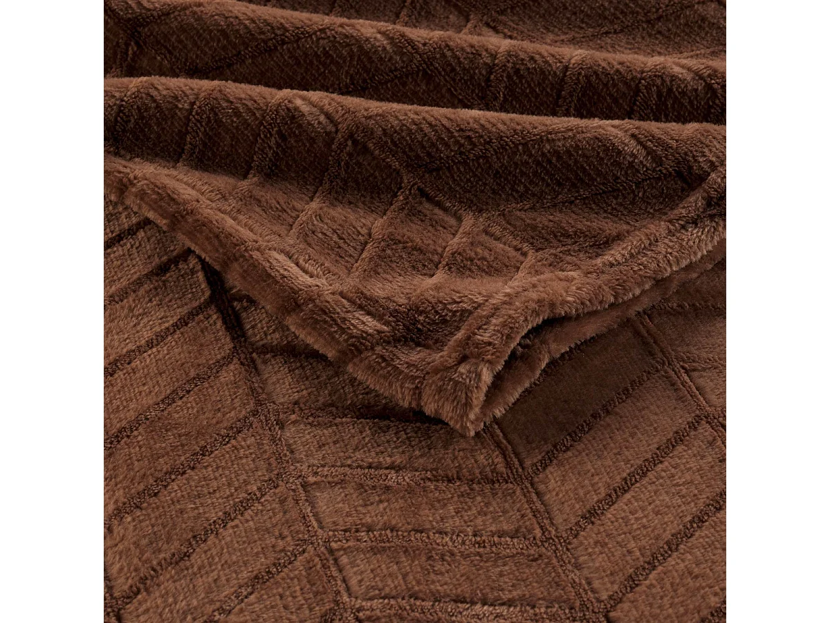 Plaid Flanelle en Relief "Arya" 180x220cm Choco