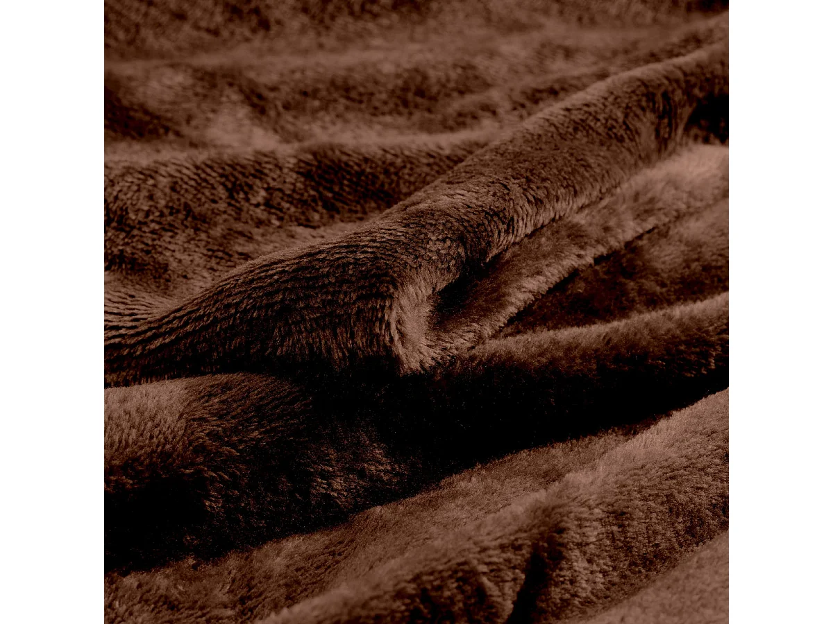Plaid Uni en Flanelle "Flanou" 180x220cm Choco