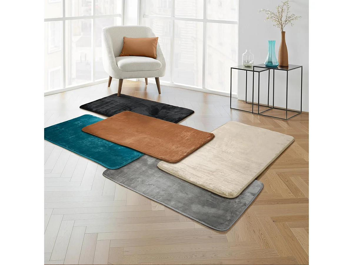 Tapis Uni en Flanelle "Flanou" 60x110cm Noir