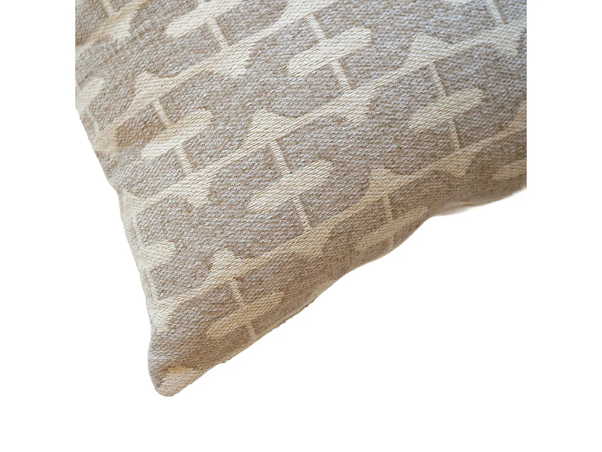 Coussin Déco Jacquard "Domino" 45x45cm Naturel