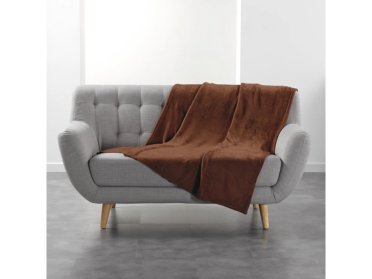 Plaid Uni en Flanelle "Flanou" 125x150cm Choco