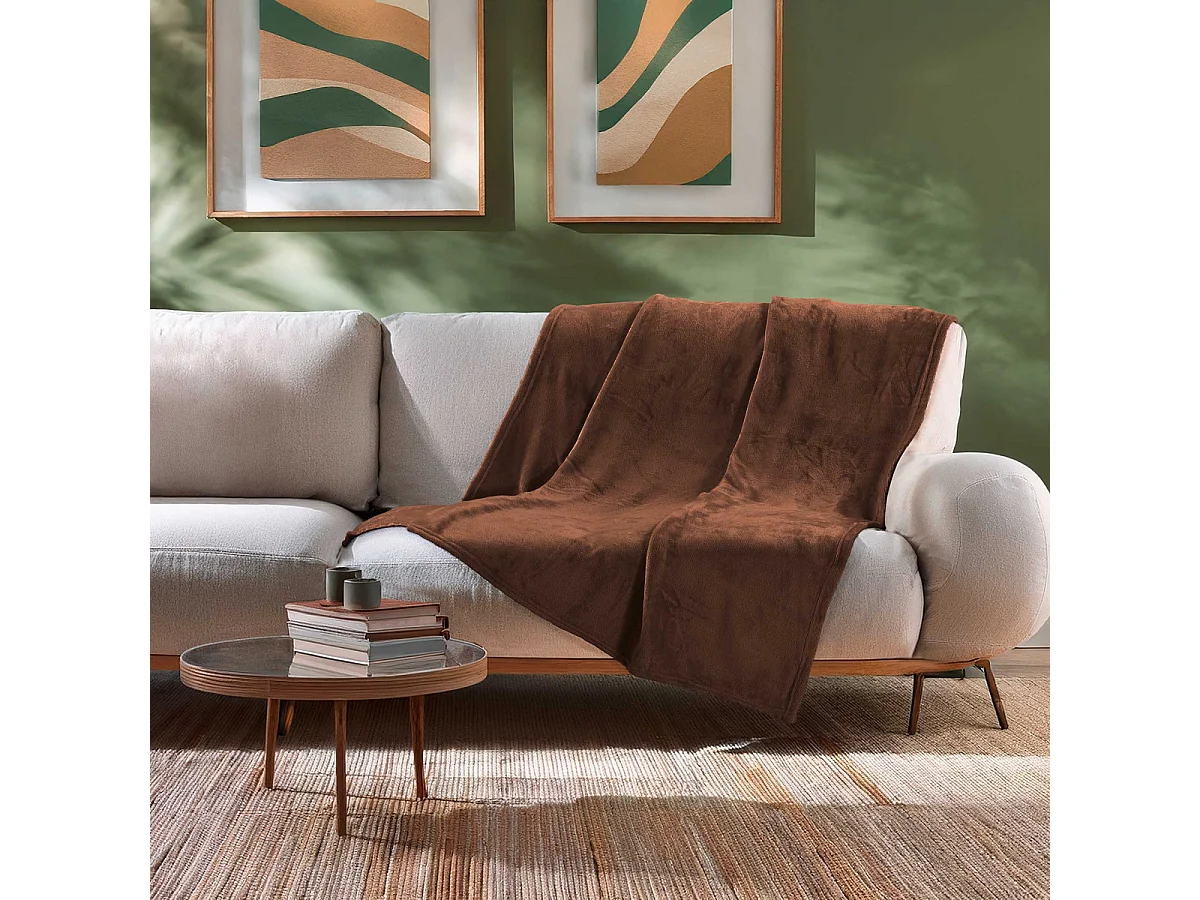 Plaid Uni en Flanelle "Flanou" 125x150cm Choco